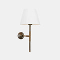 Tenby Brass Wall Light with white empire fabric lampshade and antique brass finish wall sconce