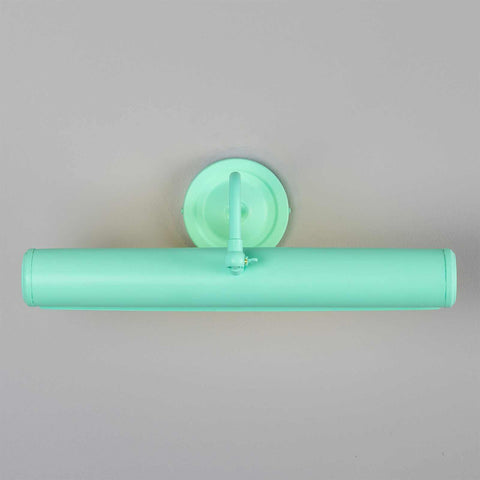 Coloured Dublin Picture Light 35.5cm solid brass wall light in mint green with adjustable swiveling head for artwork illumination