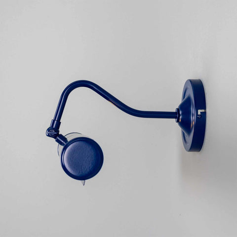 Coloured Dublin Picture Light solid brass wall light with adjustable swiveling head in navy blue finish