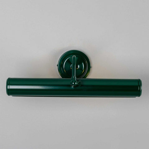 Coloured Dublin Picture Light 35.5cm solid brass wall light in dark green with adjustable swiveling head and minimalist design