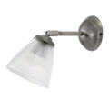 Gadar Adjustable Wall Light with prismatic glass shade and swivel bracket in industrial metal finish