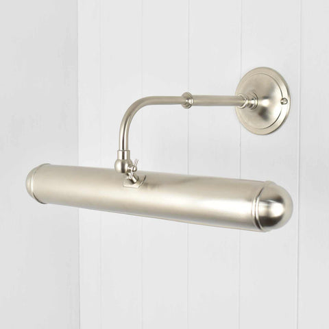 Dulwich Picture Light handcrafted adjustable wall lamp in brushed metal for art illumination and elegant home décor