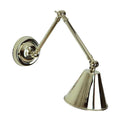 Henley Triple Adjustable Wall Light in polished nickel with three adjustable brass arms for versatile lighting.