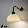 Denton Ribbed Ceramic medium wall light with ribbed ceramic shade and black metal arm