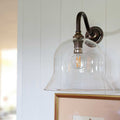 Bodium Clear Glass Shade Wall Light with sleek design mounted on wall.