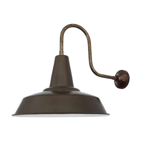 Salton Industrial Swan Neck Wall Light handcrafted brass and aluminium wall lamp with swan neck design