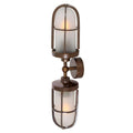 Clayton Bathroom Double Well Wall Light with industrial glass design and warm glow