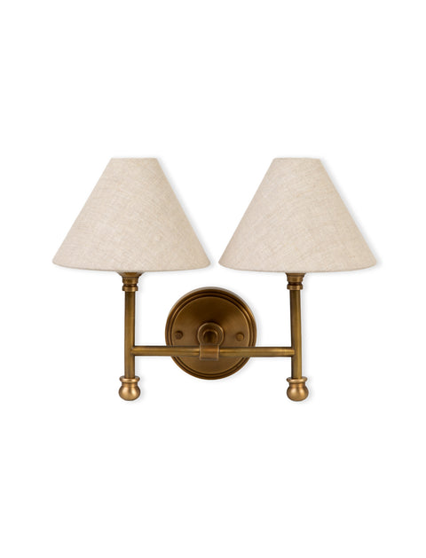 Kelmscot Double Wall Light - Antique Brass