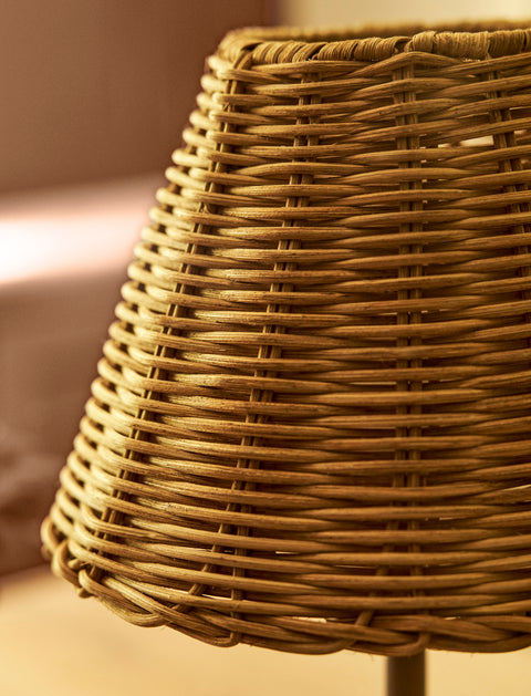 Burleigh Rechargeable Table Lamp with Rattan Shade