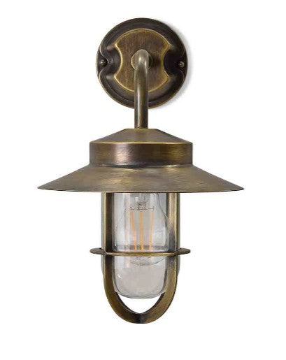 Hanwell Outdoor Wall Light brass vintage garden patio lighting with IP65 weatherproof rating