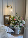 Rye Medium Ribbed Glass Wall Light with softly diffused warm light and customizable finishes