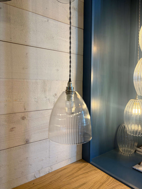 Margate Small Ribbed Glass Shade bathroom pendant light