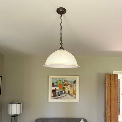 Denton Large Ribbed Ceramic Shade Pendant Light