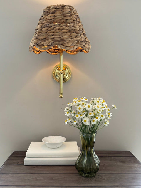 Rechargeable wall light with straight arm, wireless and handmade in the UK, no shade included