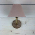 Plaster Pink Fabric Shade Wall Light With Wooden Base