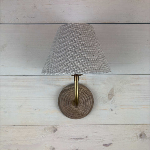Waffle Fabric Shade Wall Light With Wooden Base