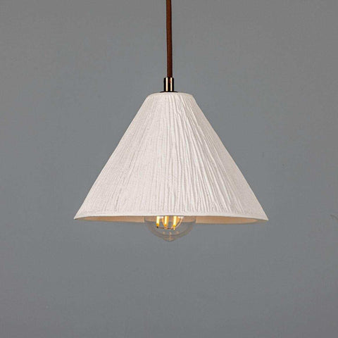 Tilia Organic Ceramic Cone Pendant Light 24cm, Matte White Striped