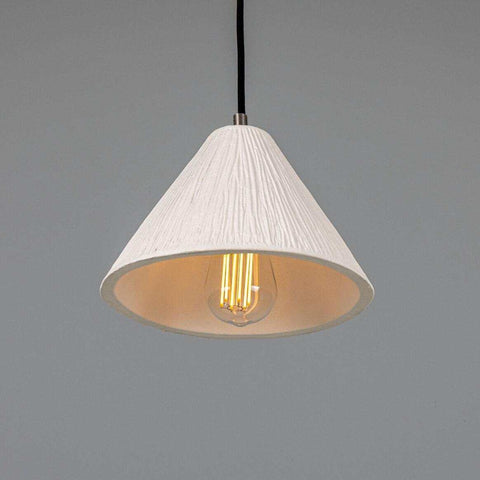 Tilia Organic Ceramic Cone Pendant Light 24cm, Matte White Striped