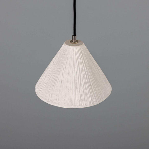 Tilia Organic Ceramic Cone Pendant Light 24cm, Matte White Striped