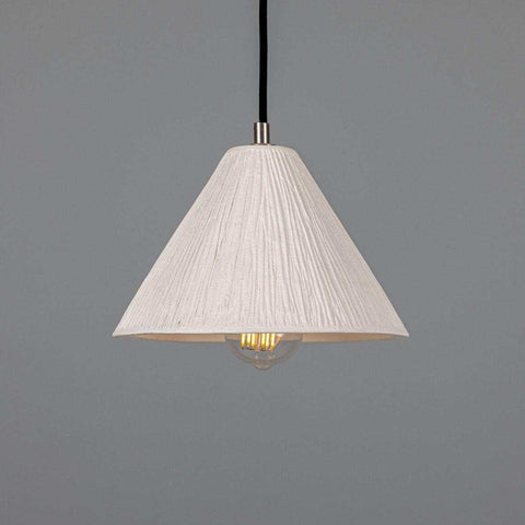 Tilia Organic Ceramic Cone Pendant Light 24cm, Matte White Striped
