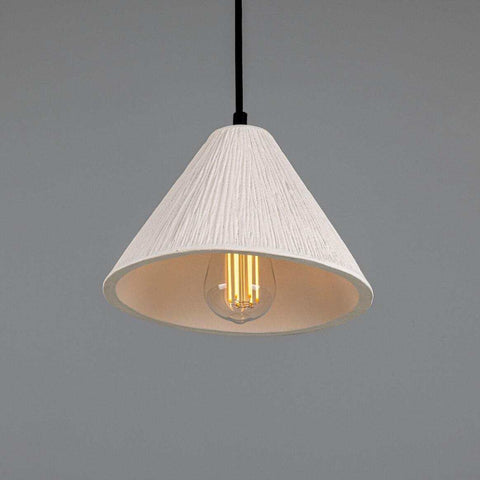 Tilia Organic Ceramic Cone Pendant Light 24cm, Matte White Striped