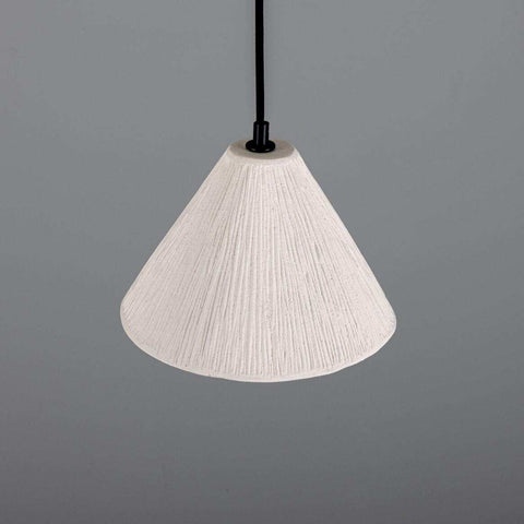 Tilia Organic Ceramic Cone Pendant Light 24cm, Matte White Striped