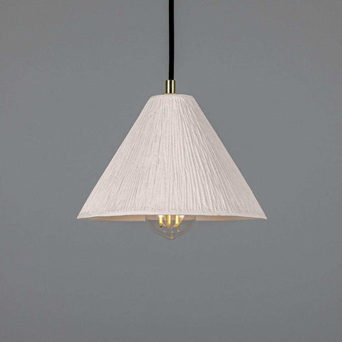 Tilia Organic Ceramic Cone Pendant Light 24cm, Matte White Striped