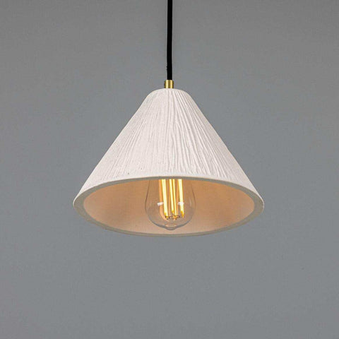 Tilia Organic Ceramic Cone Pendant Light 24cm, Matte White Striped