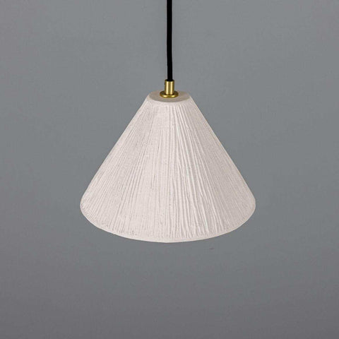 Tilia Organic Ceramic Cone Pendant Light 24cm, Matte White Striped
