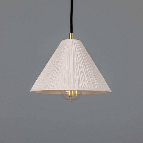 Tilia Organic Ceramic Cone Pendant Light 24cm, Matte White Striped