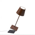 Zafferano Poldina Mini rechargeable rust table lamp with waterproof outdoor design